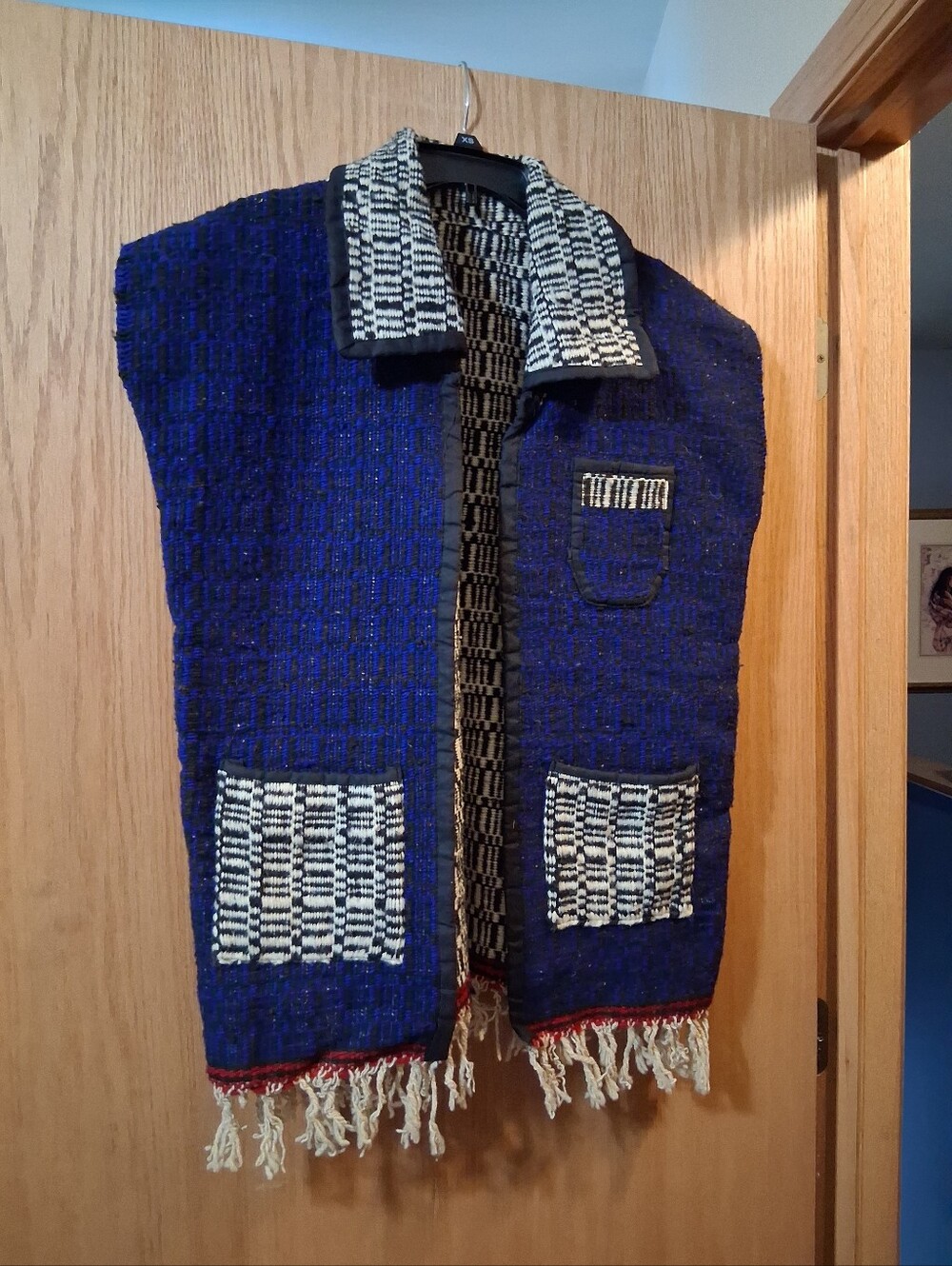handwoven Wool-Blend Men's Jacket Cardigan , Unisex Boho, Fringes Artsy